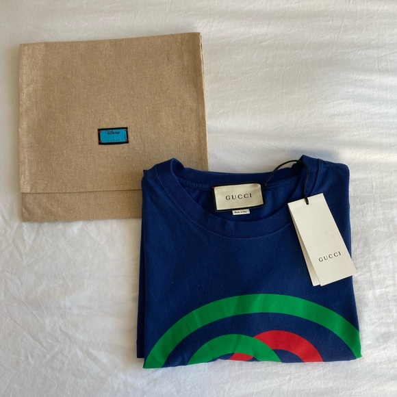 Gucci Tee Vintage Oval Interlocking GG Logo Blue T Shirt Size Medium - Picture 9 of 16